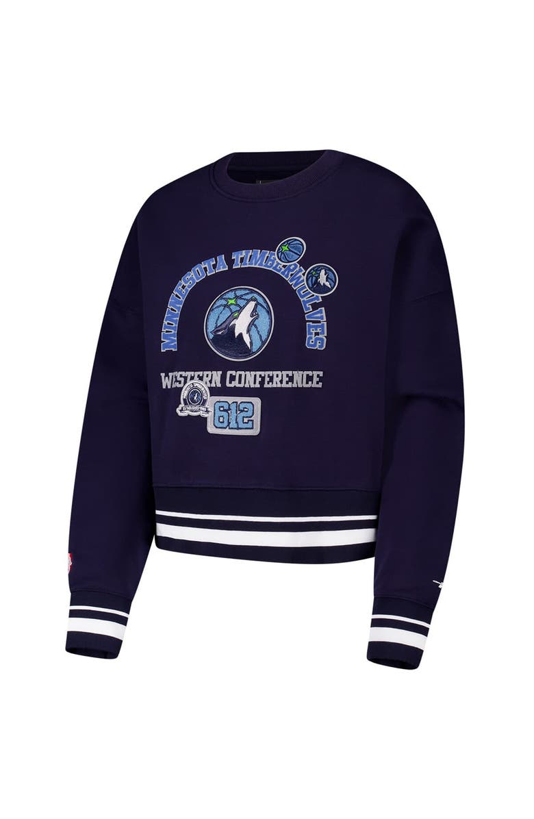 PRO STANDARD Women's Pro Standard Navy Minnesota Timberwolves Area Code Cropped Pullover Sweatshirt, Alternate, color, Navy