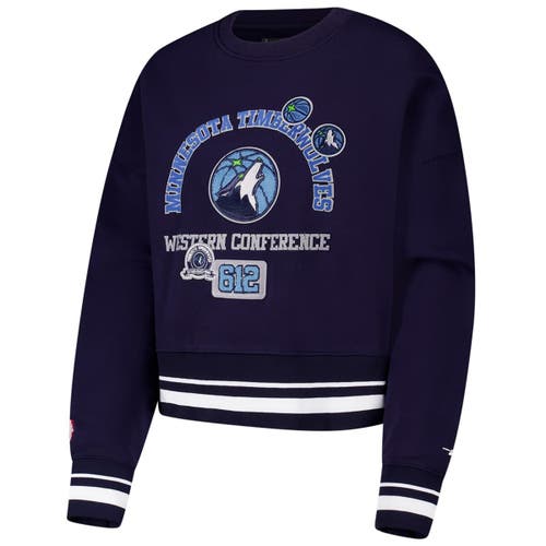 Pro Standard Navy Minnesota Timberwolves Area Code Cropped Pullover Sweatshirt