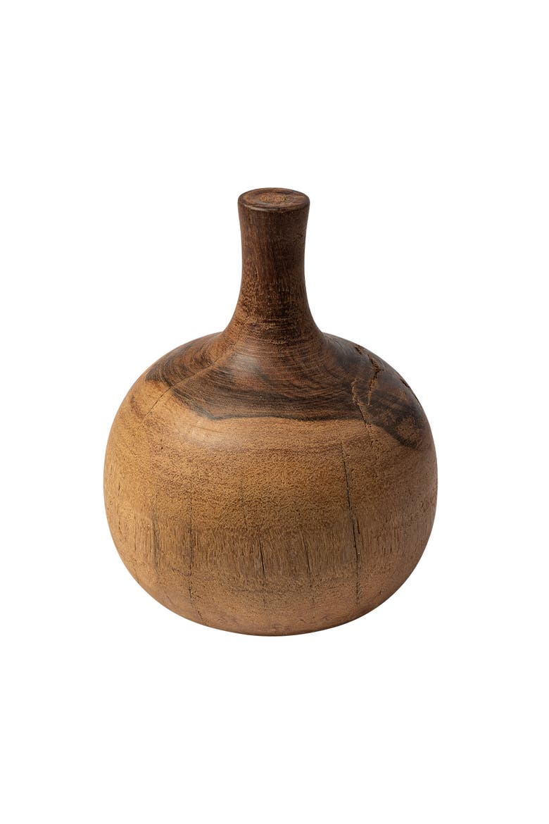Afra Solid Wood Vase Shaped Decorative Object, Main, color, Brown