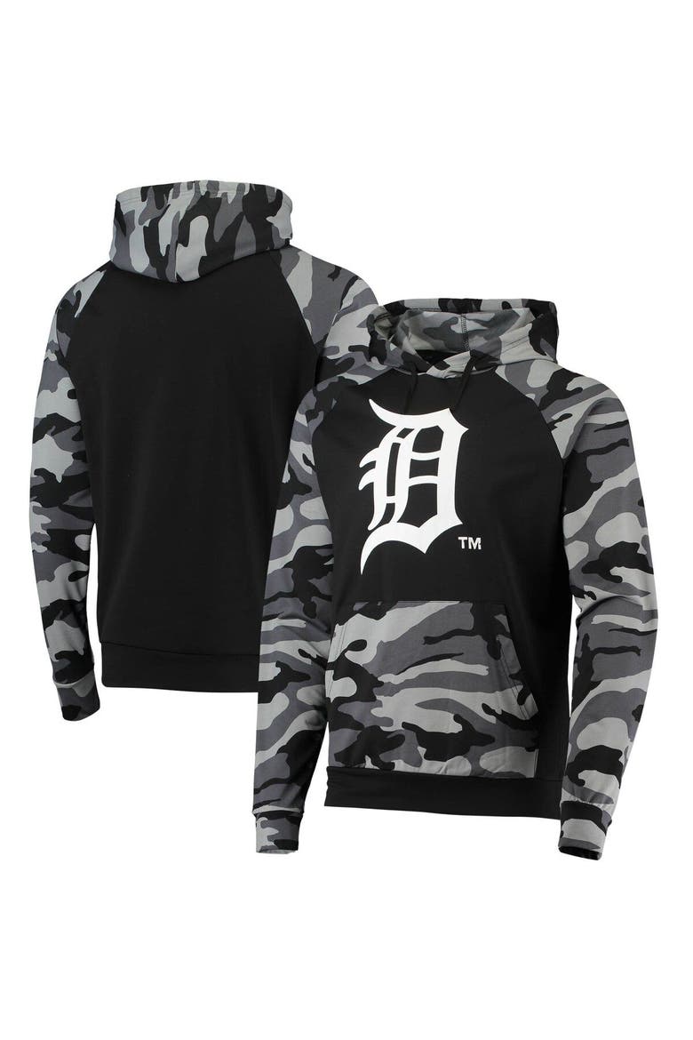 Men's FOCO Black Detroit Tigers Camo Raglan Pullover Hoodie, Alternate, color, Black