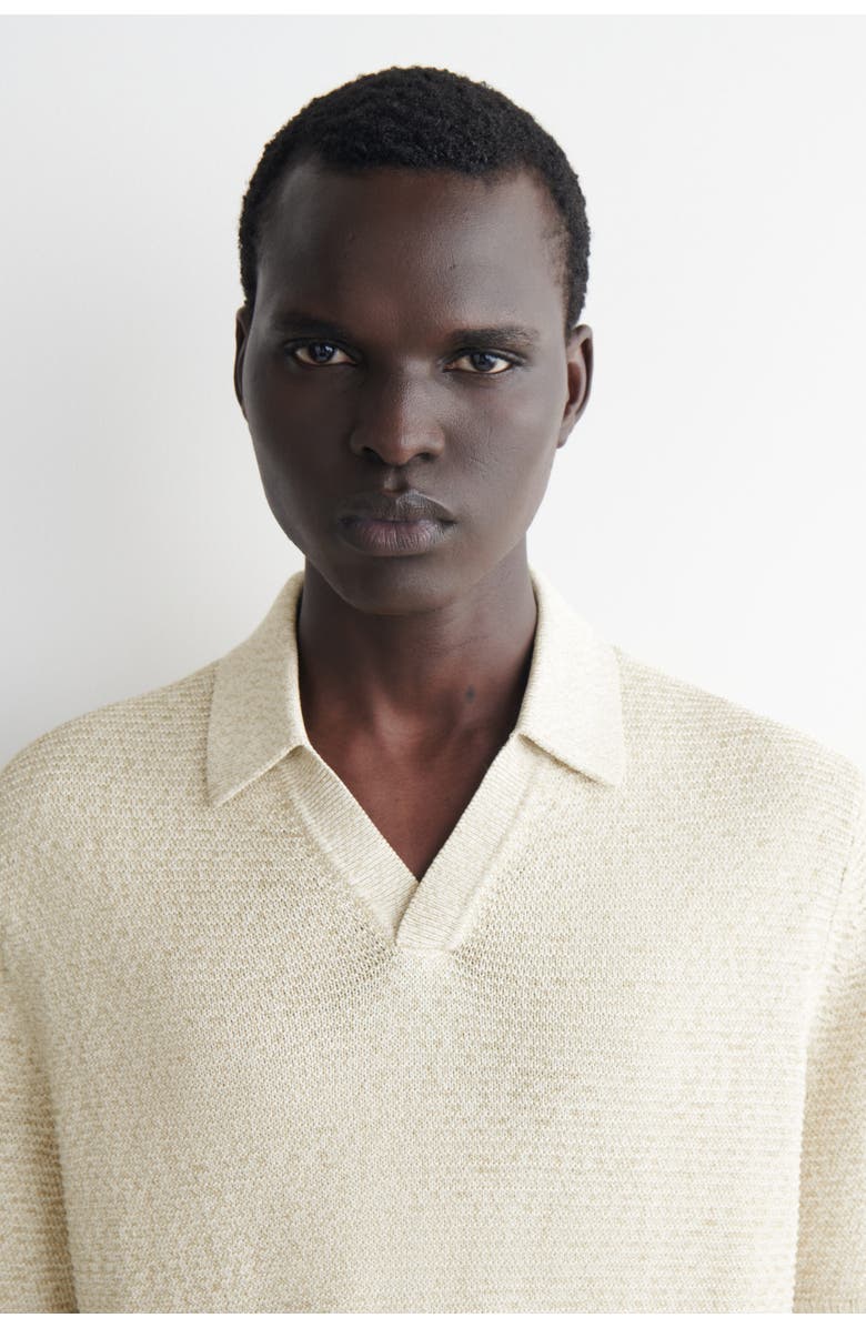 COS Open-knit Polo Shirt, Alternate, color, Light-Beige Mélange