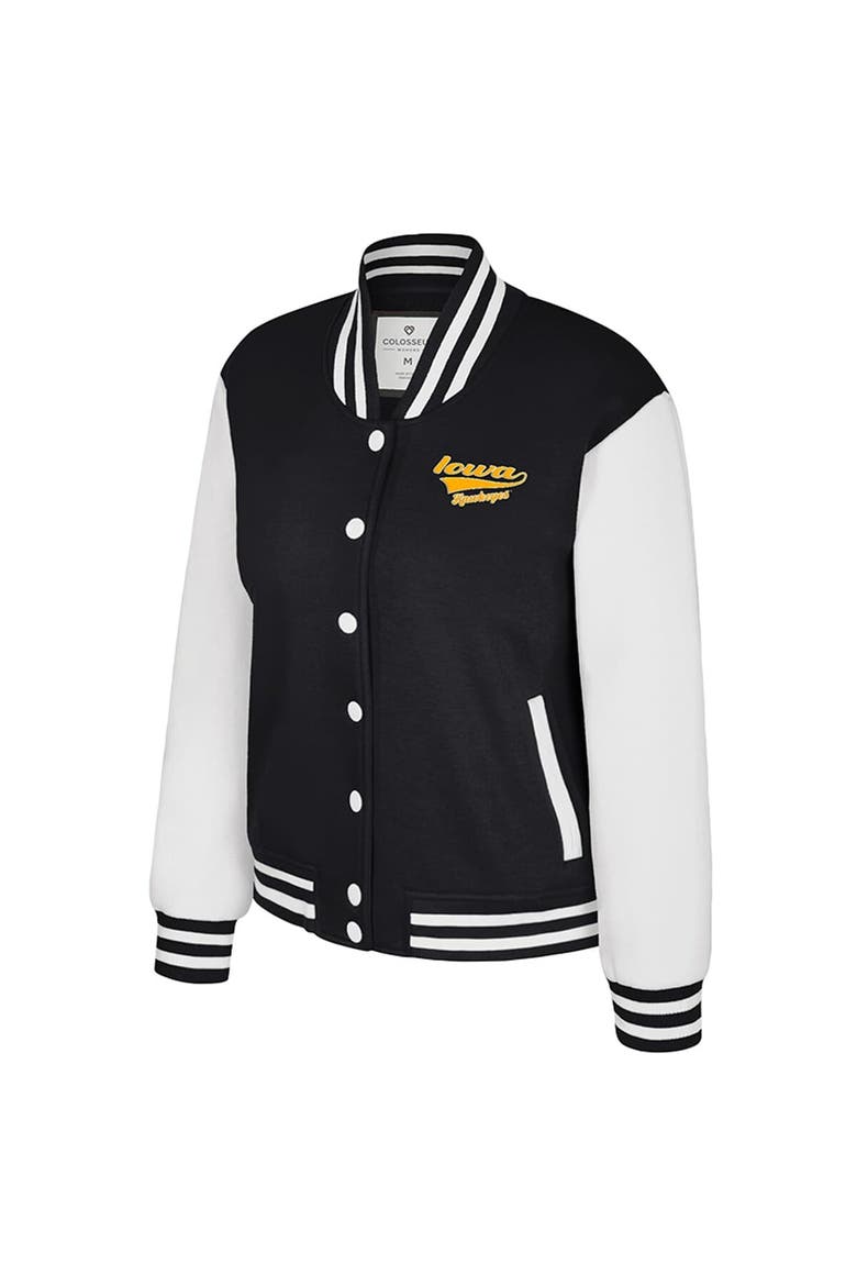 Women's Colosseum Black Iowa Hawkeyes French Baguette Full Snap Fleece Jacket, Alternate, color, Black