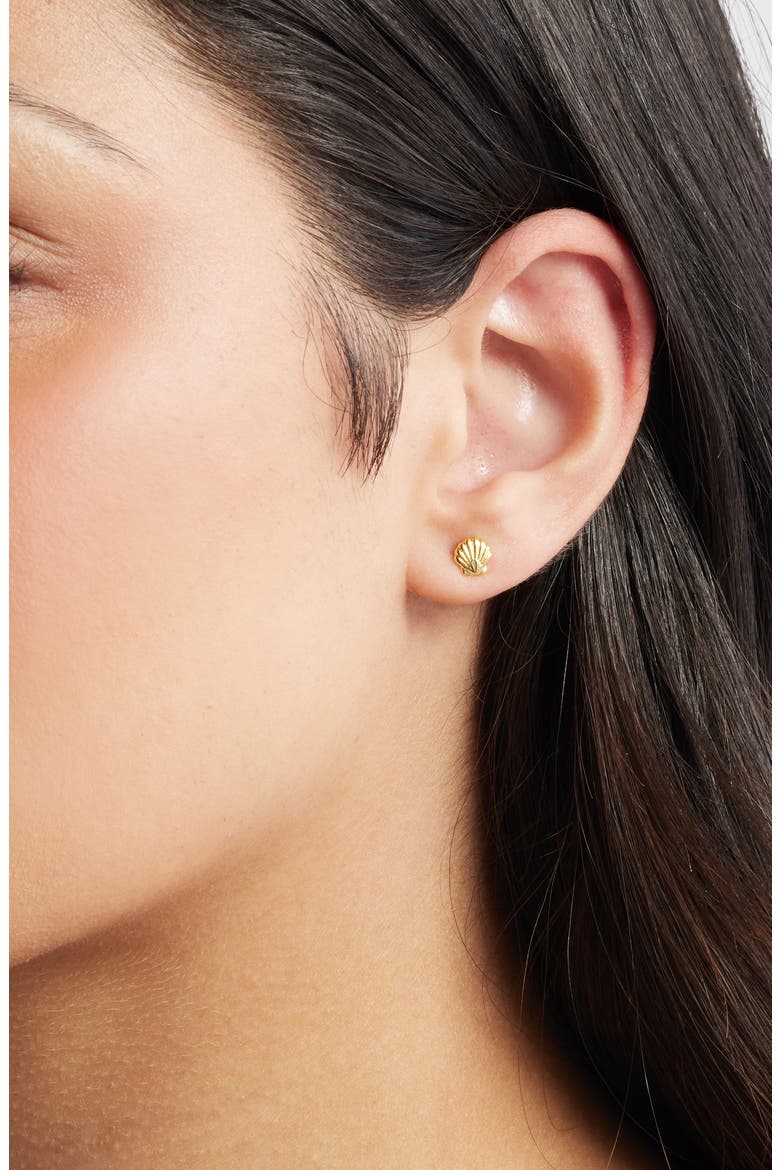 Sunrise Shell Stud Earrings, Alternate, color, GOLD