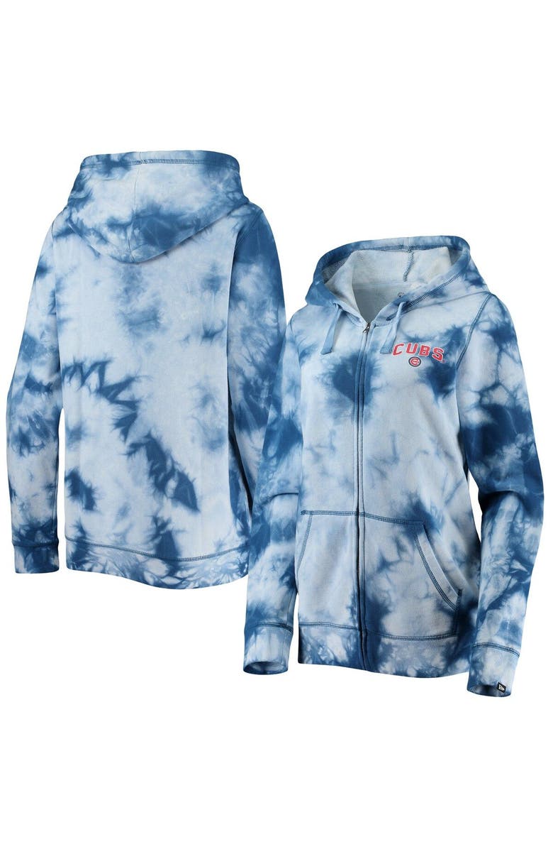 New Era Women's New Era Royal Chicago Cubs Tie-Dye Full-Zip Hoodie, Main, color, Royal