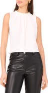 Vince Camuto Pleated Mock Neck Woven Top