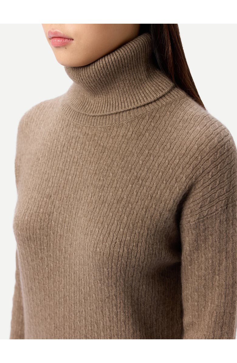 Gobi Cashmere Seamless T-Neck Cashmere Dress, Alternate, color, Taupe