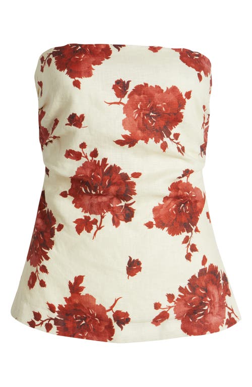 Faithfull The Brand Alexa Floral-print Strapless Linen Top In Cecile Floral - Garnet