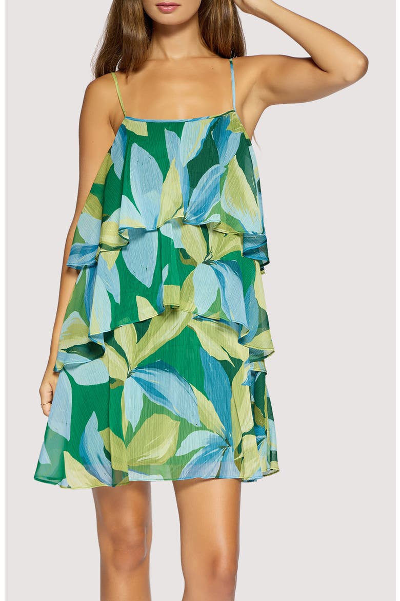 Neroli Wave Tiered Sleeveless Dress, Alternate, color, GREEN-MULTI