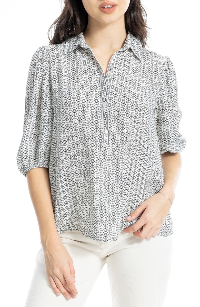 MAX STUDIO Elbow Sleeve Top, Main, color, Ecru/ Black