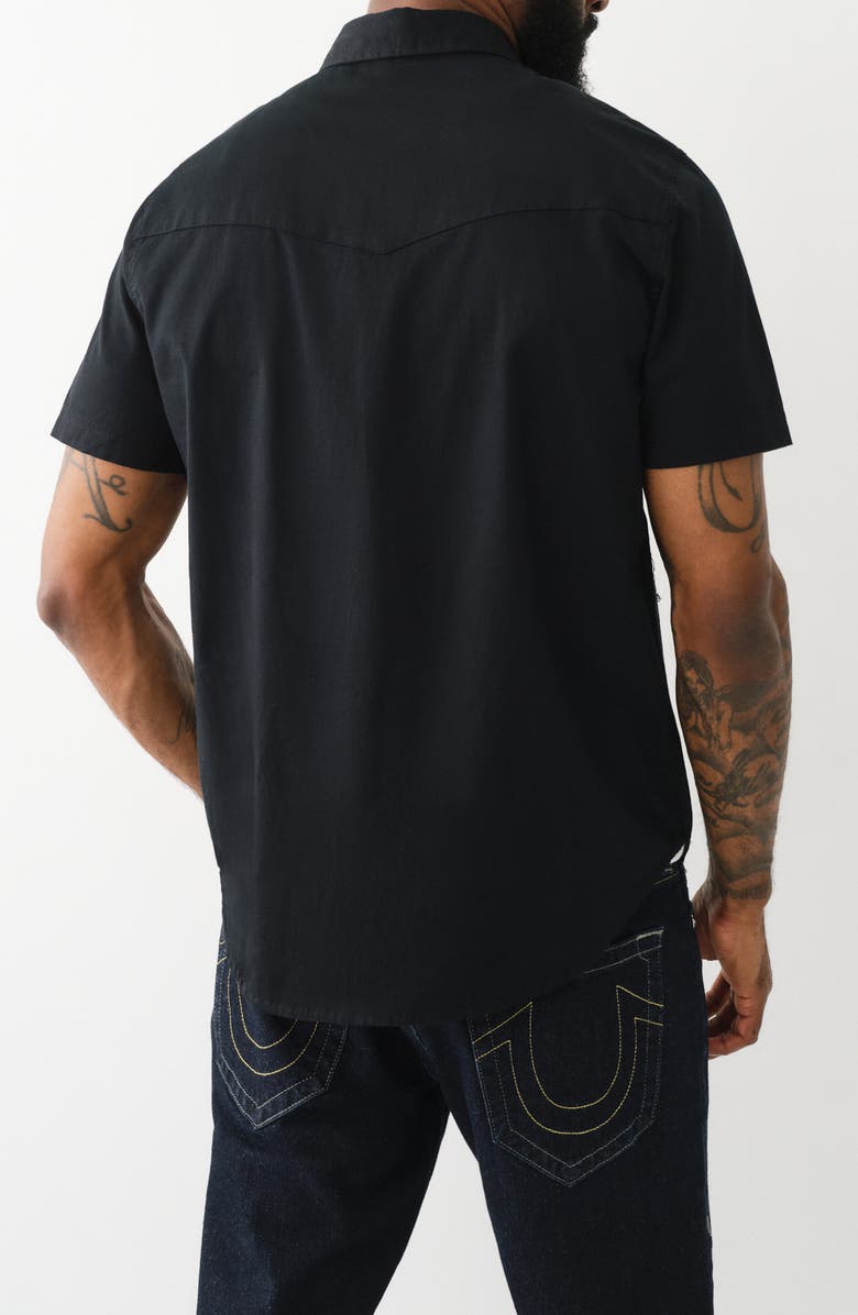 True Religion Brand Jeans Short Sleeve Cotton Button-Up Shirt, Alternate, color,