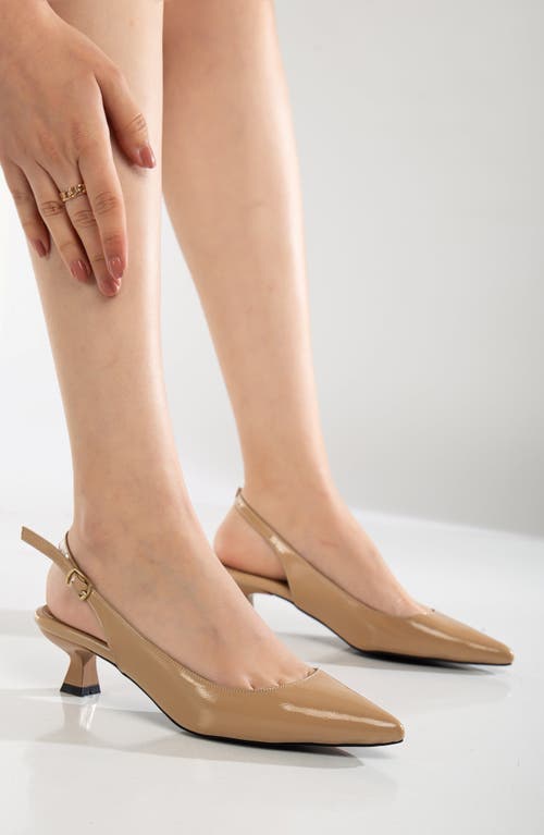 Forever & Always Shoes Lety Slingback Kitten Heel Leather Pumps
