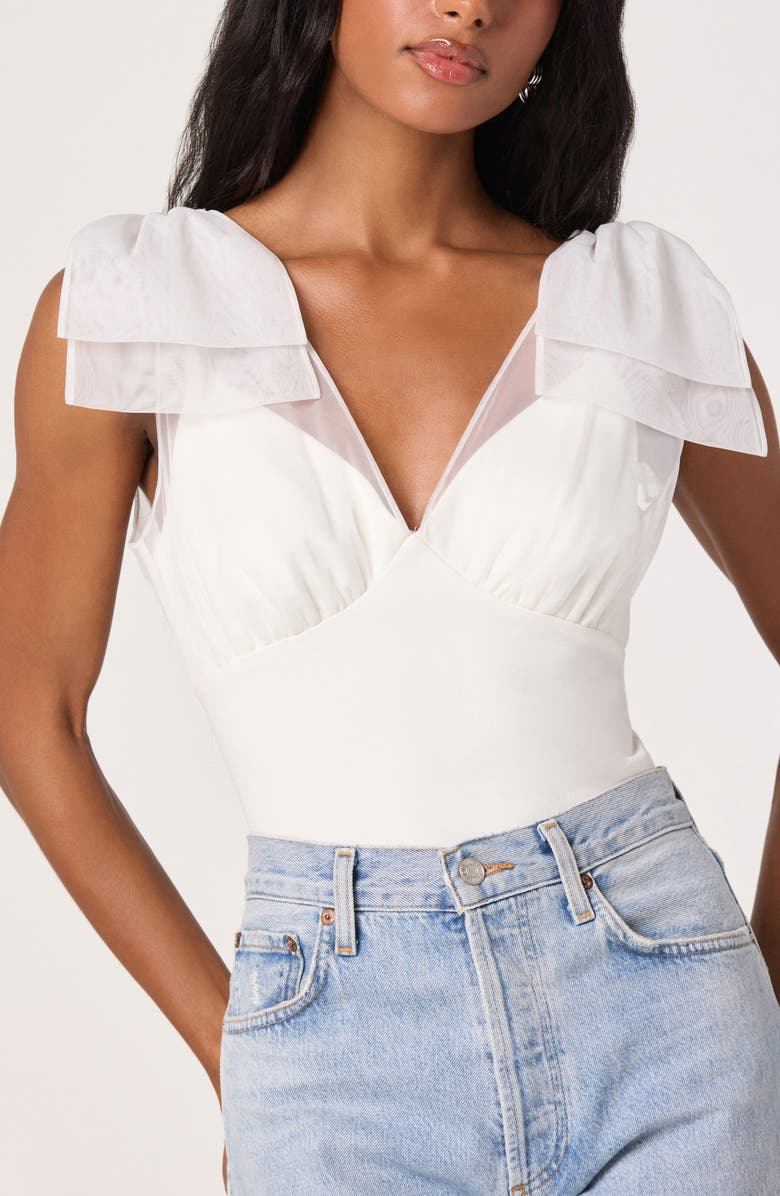 ASTR the Label Maelie Bow Shoulder Bodysuit, Alternate, color, White