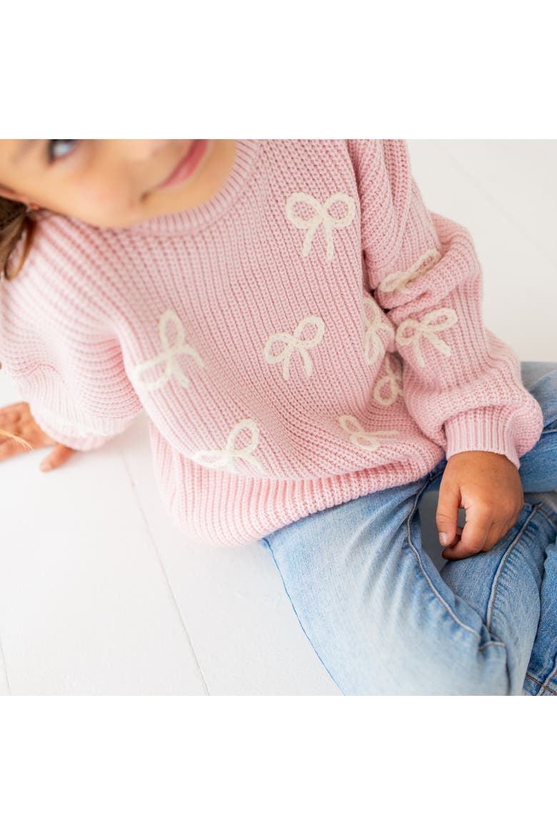 All Over Bows Knit Sweater, Alternate, color, Blush Pink