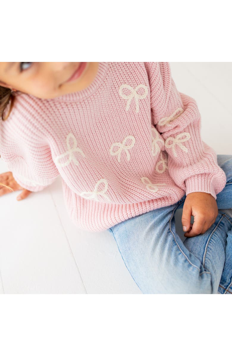 Sweet Wink All Over Bows Knit Sweater, Alternate, color, Blush Pink