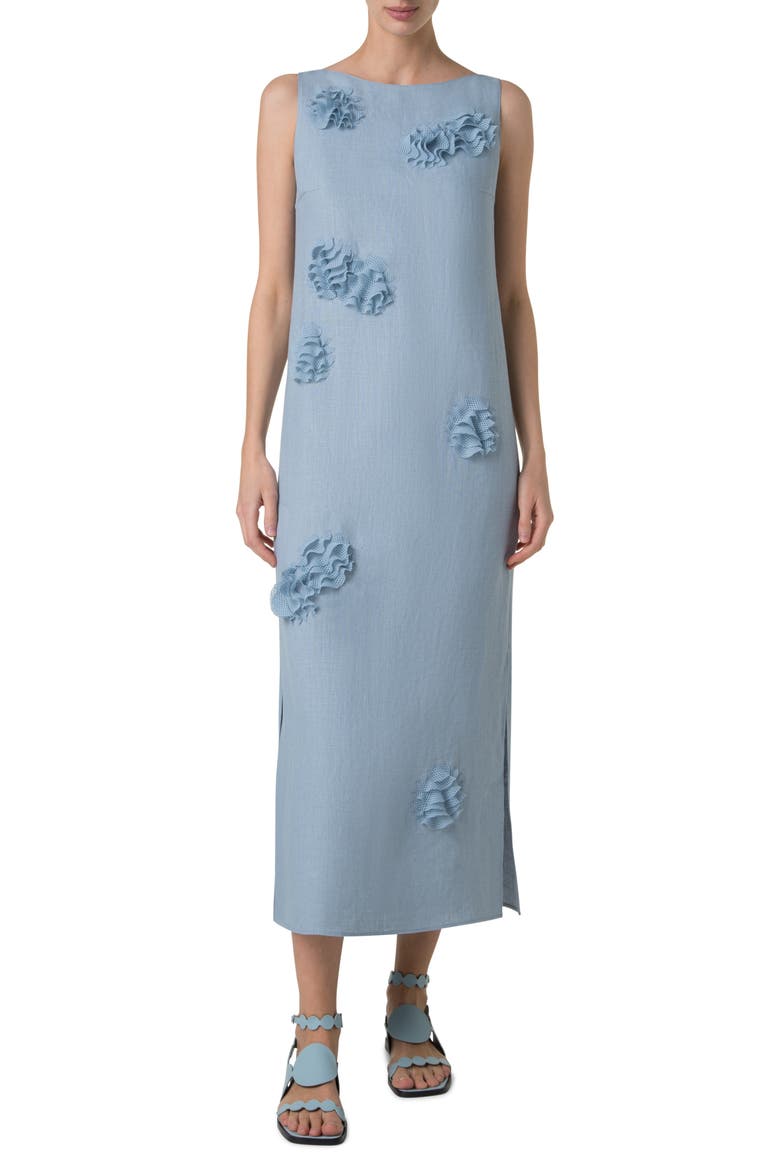 3D Carnation Linen Shift Dress, Main, color, ICE BLUE