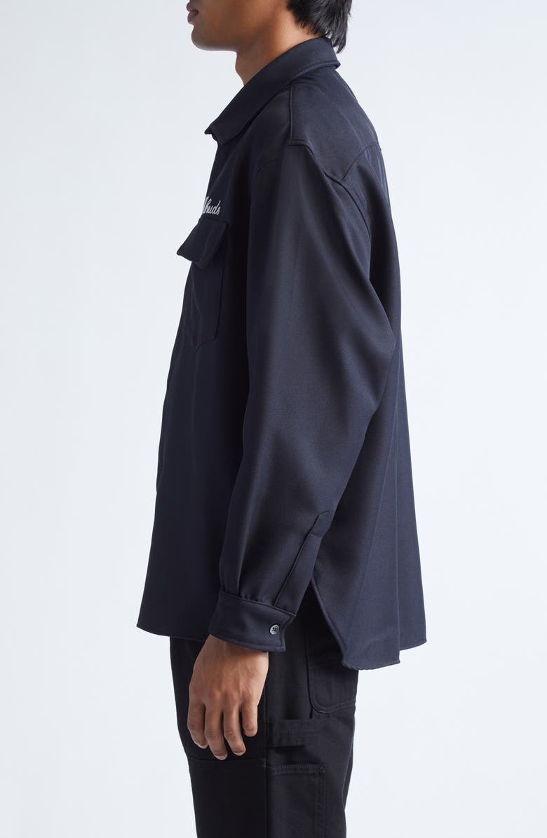 Rhude Boxy Long Sleeve Button-Up Work Shirt, Alternate, color, Black 0015