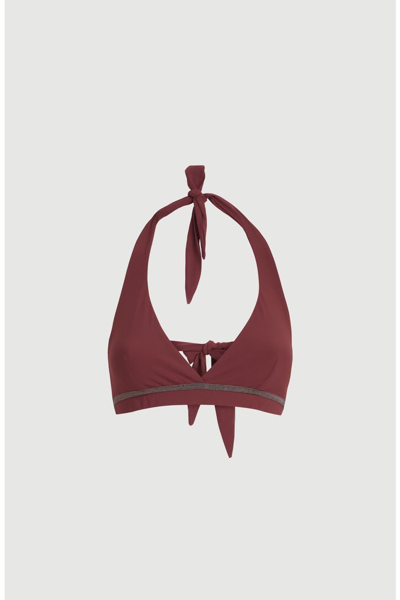 Bikini top with monili, Main, color, Bordeaux