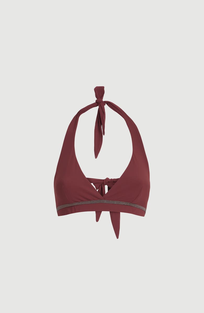 Brunello Cucinelli Bikini top with monili, Main, color, Bordeaux