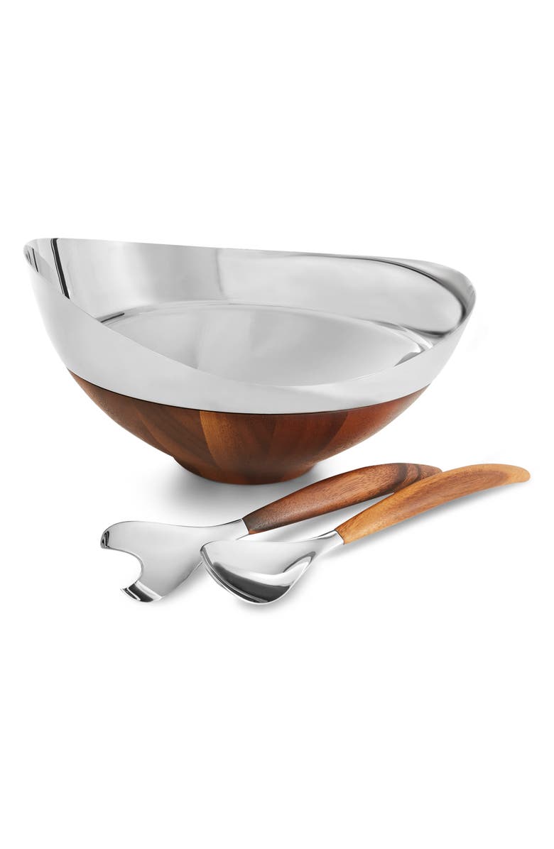 Nambé Pulse Salad Bowl with Servers, Main, color, 