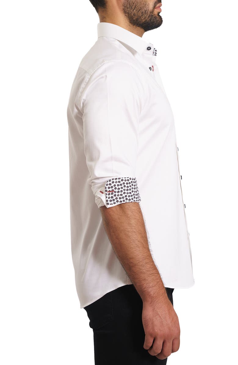 Jared Lang Trim Fit Solid Cotton Button-Up Shirt, Alternate, color, White