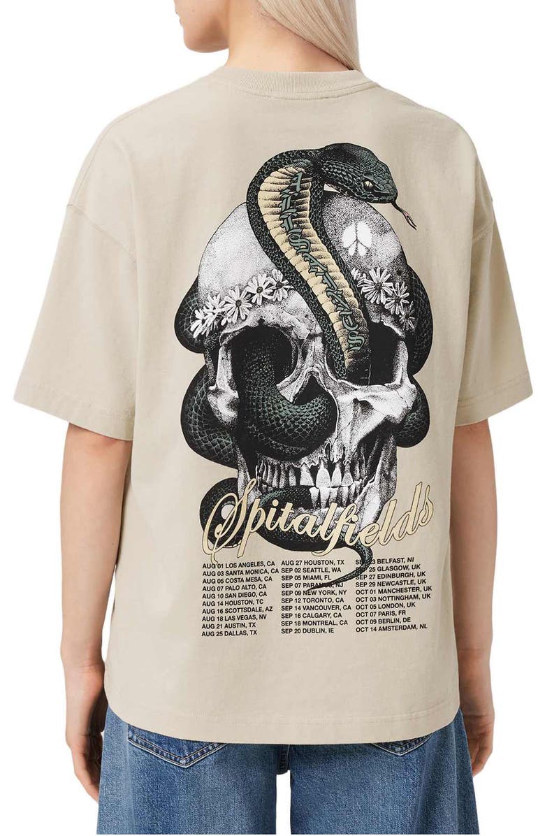 AllSaints Snakehead Etta Cotton Graphic T-Shirt, Alternate, color, Almond White