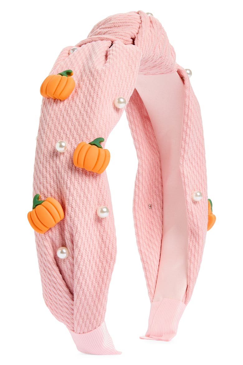 Kids' Pumpkin and Imitation Pearl Knot Top Headband, Main, color, PINK COMBO