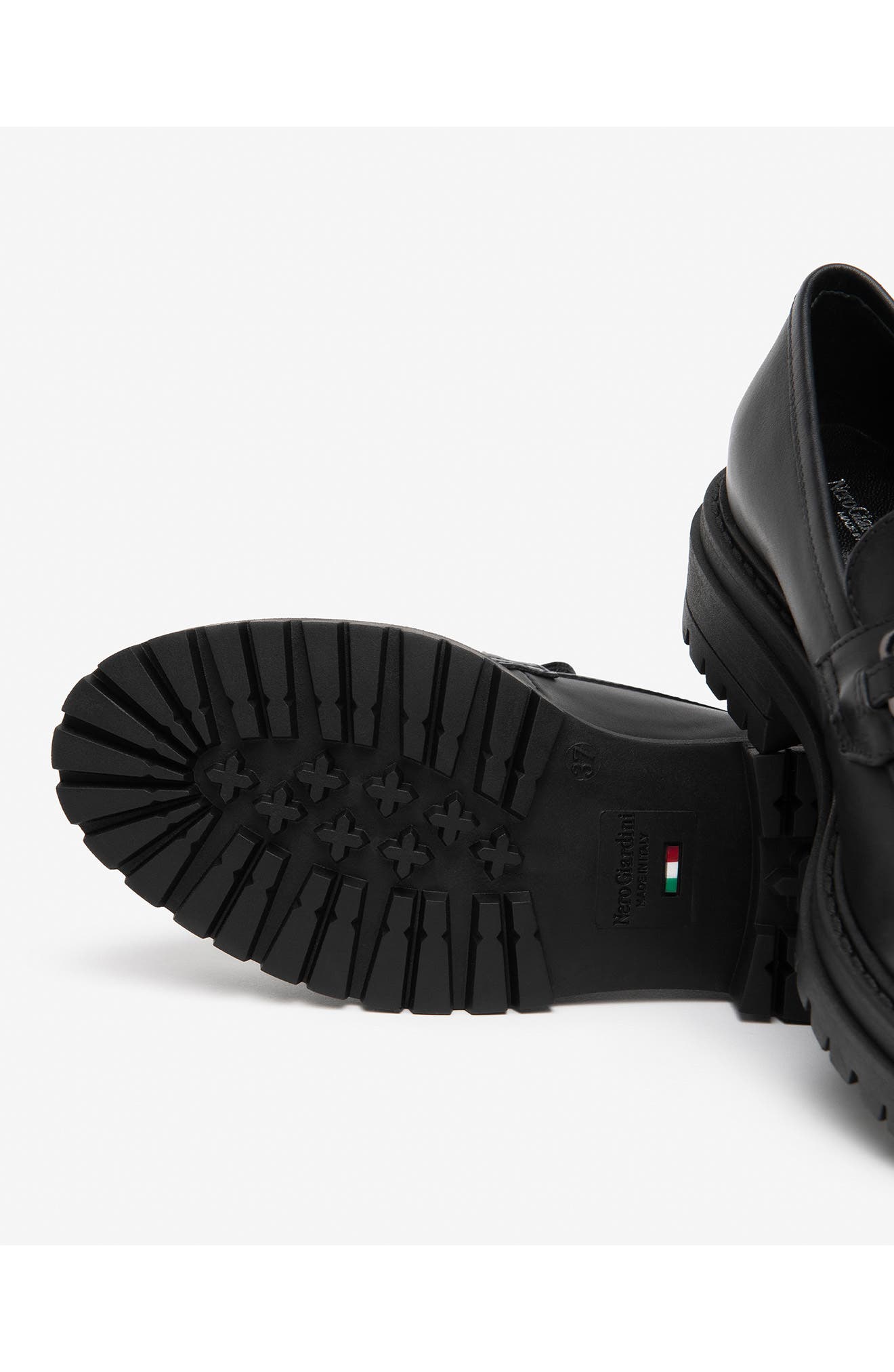 Bit Platform Lug Sole Loafer, Alternate, color, BLACK