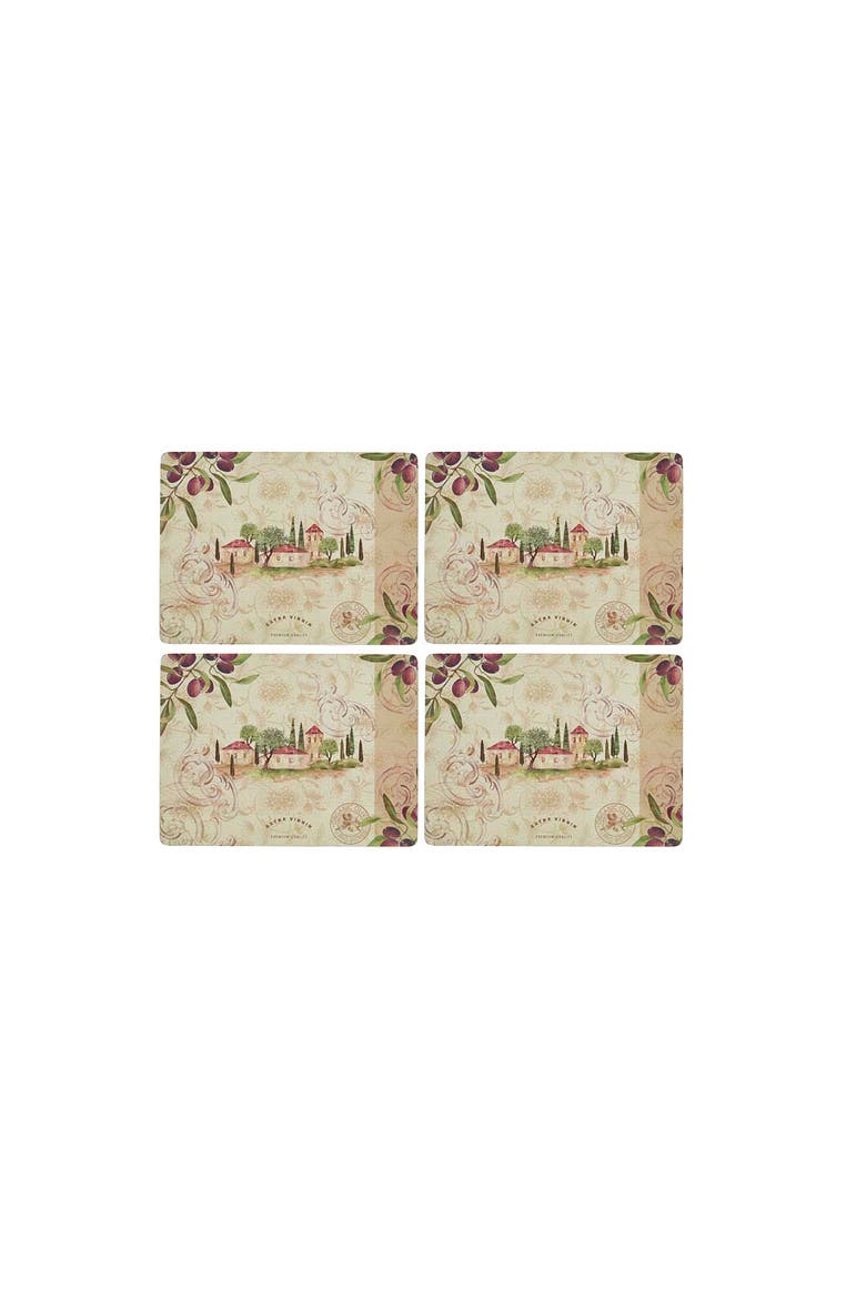 Olive Orchard Set of 4 Cork Back Placemats, Main, color, Multi