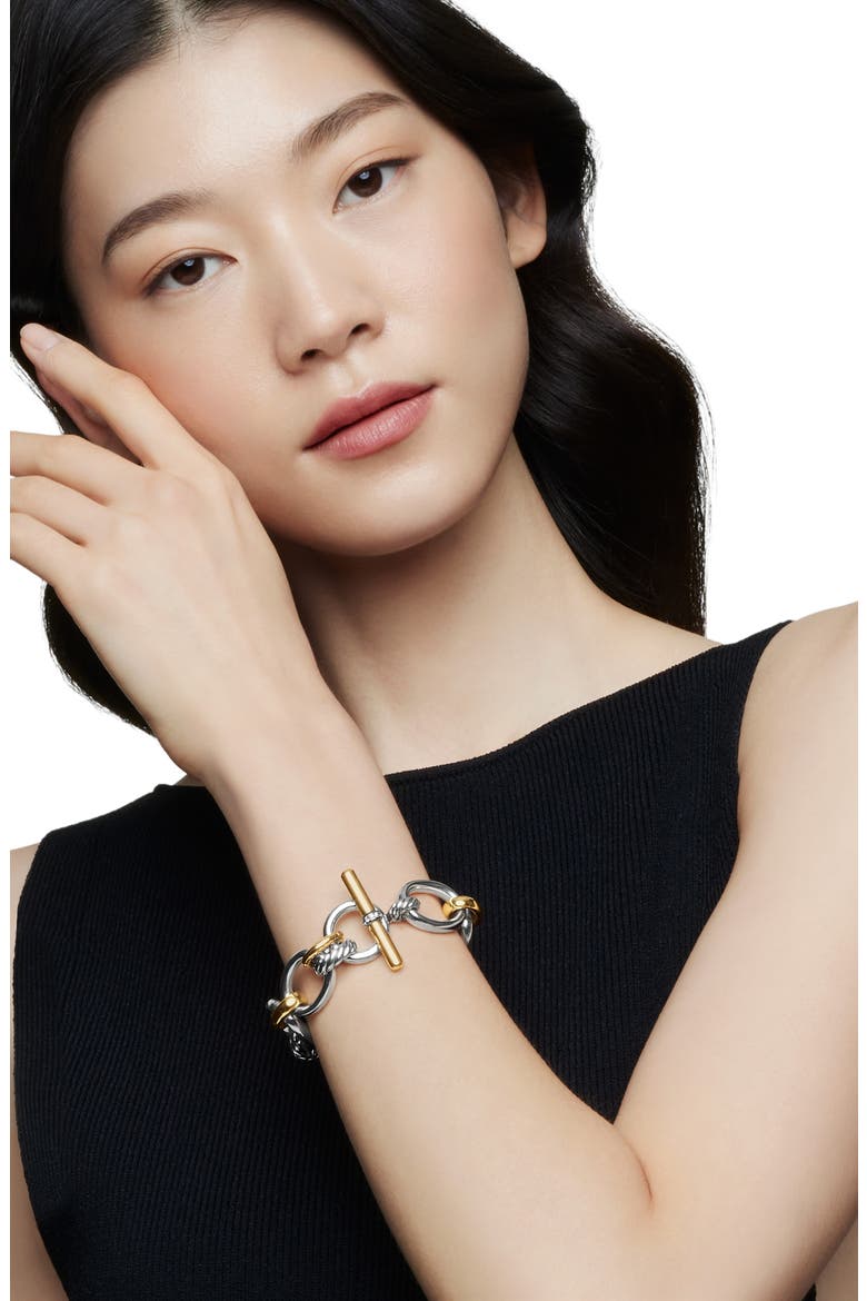 Mercer­™ 18K Gold & Sterling Silver Chain Bracelet with Pavé Diamonds, Alternate, color, STERLING SILVER/18KY GOLD