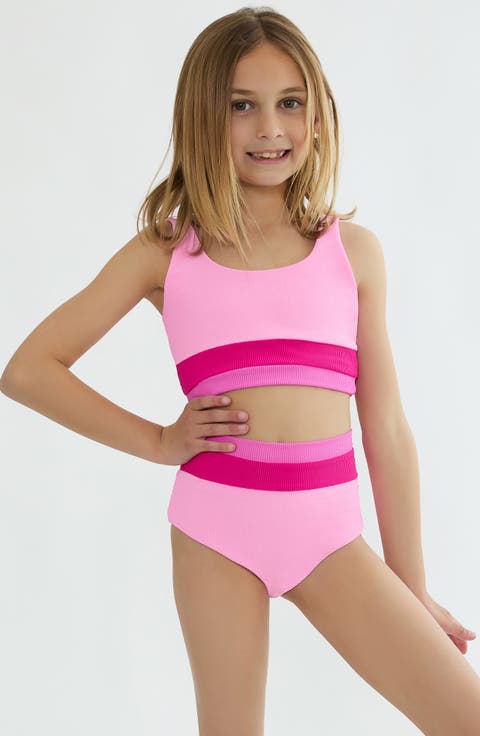 Little MacKenzie & Heidi Rib Two-Piece Swimsuit (Big Kid)