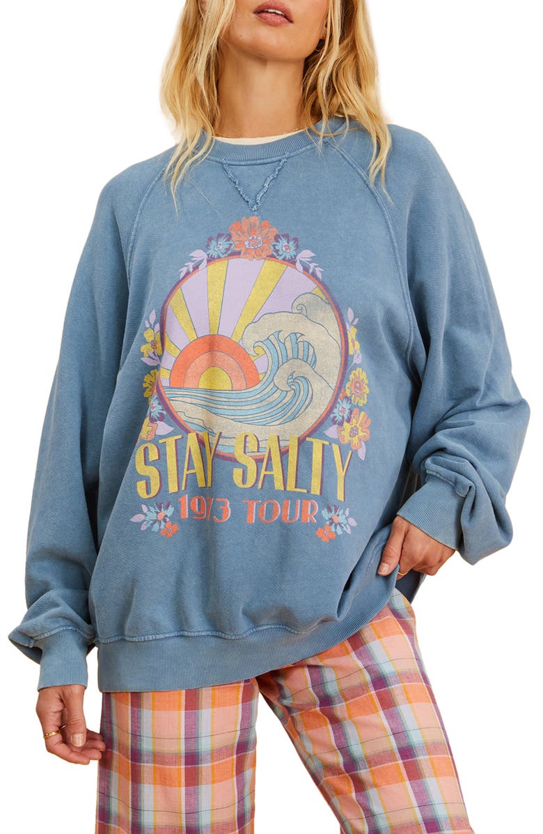 Billabong x The Salty Blonde Coastal Organic Cotton Sweatshirt, Main, color, 