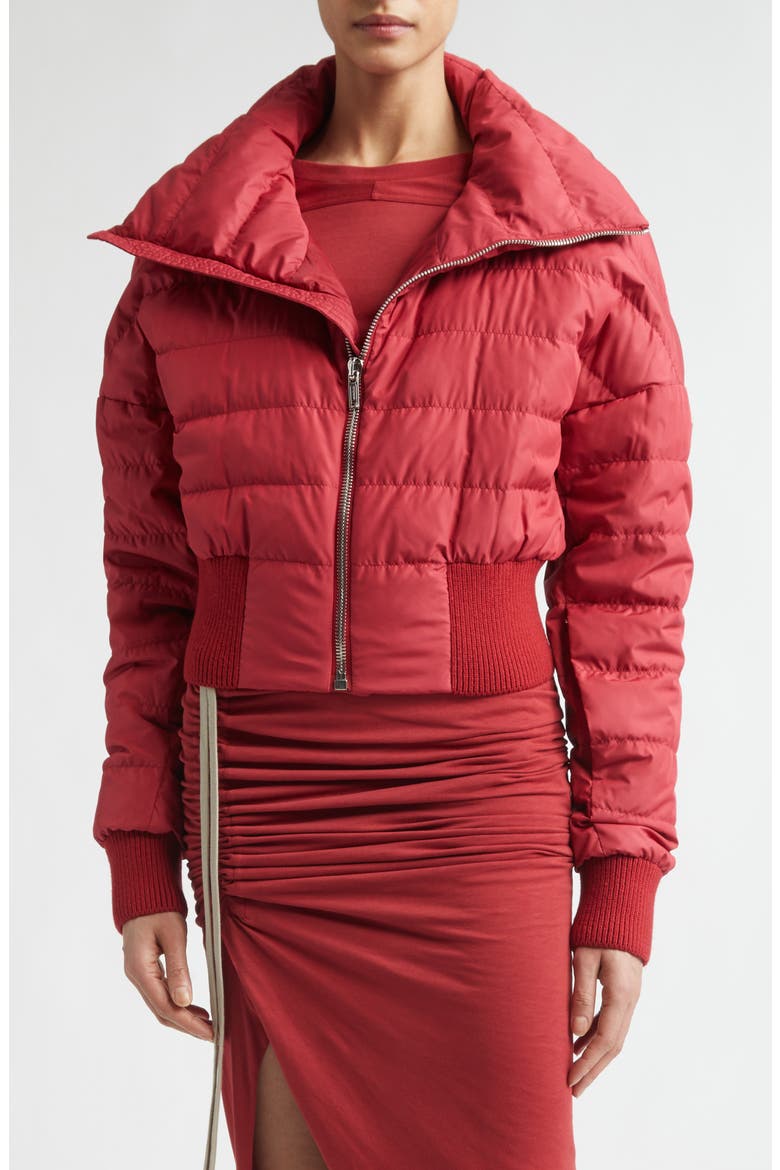 x Rick Owens Crop Down Puffer Jacket, Main, color, RED
