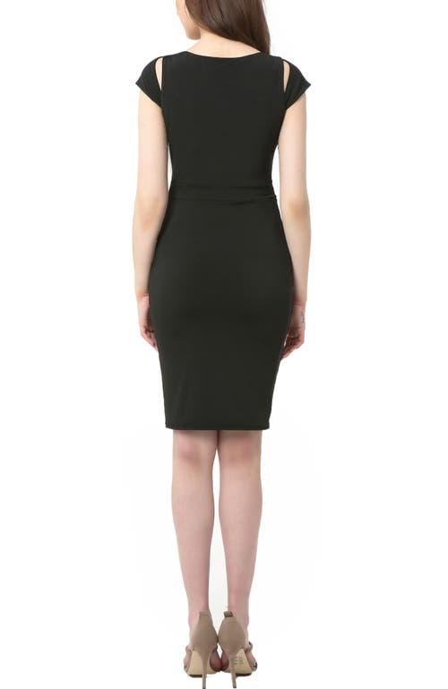 Kimi & Kai Julie Cold Shoulder Maternity Sheath Dress In Black