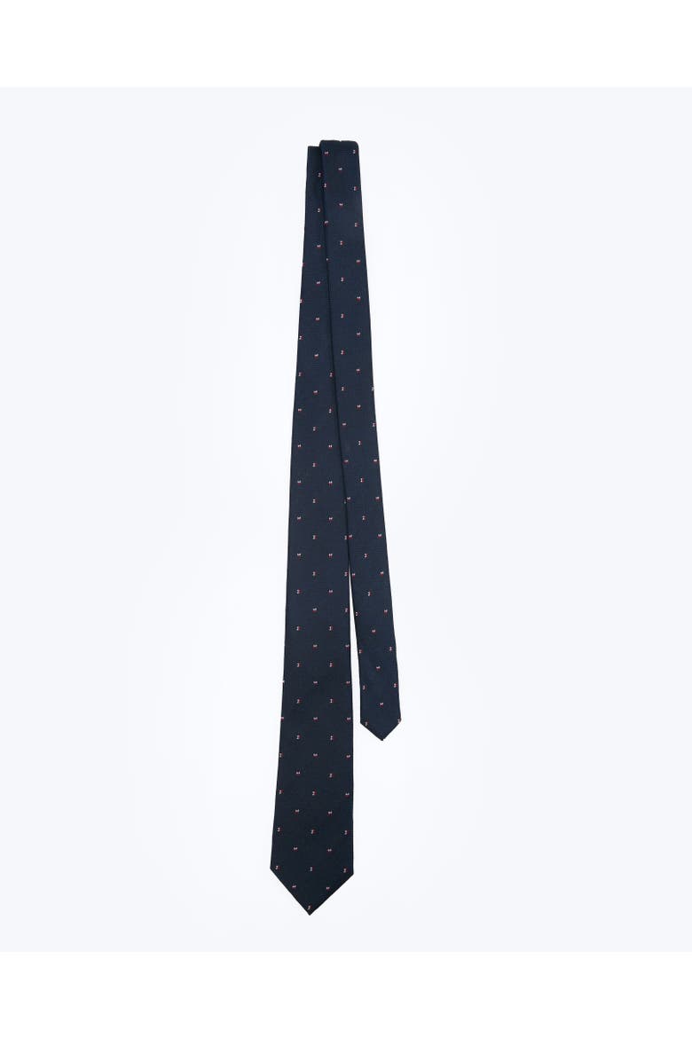 Twin Bows Silk Jacquard Tie, Alternate, color, Navy