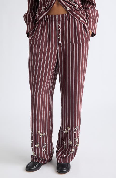Beaded Boxer Straight Leg Pants
