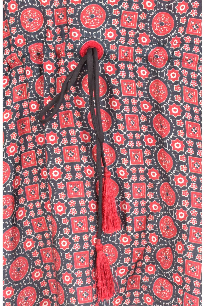 Yana Embroidered Ajrakh Kaftan Top, Alternate, color, Maroon
