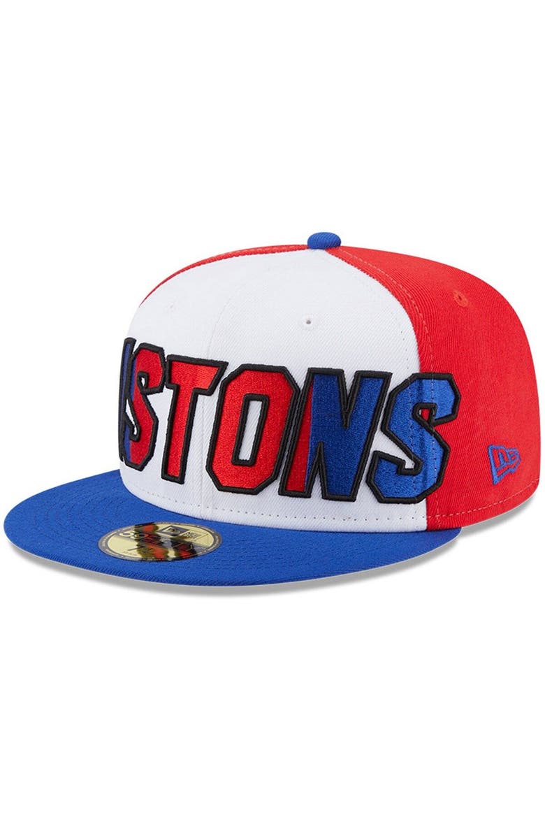 New Era Men's New Era  White/Blue Detroit Pistons Back Half 9FIFTY Fitted Hat, Alternate, color, 