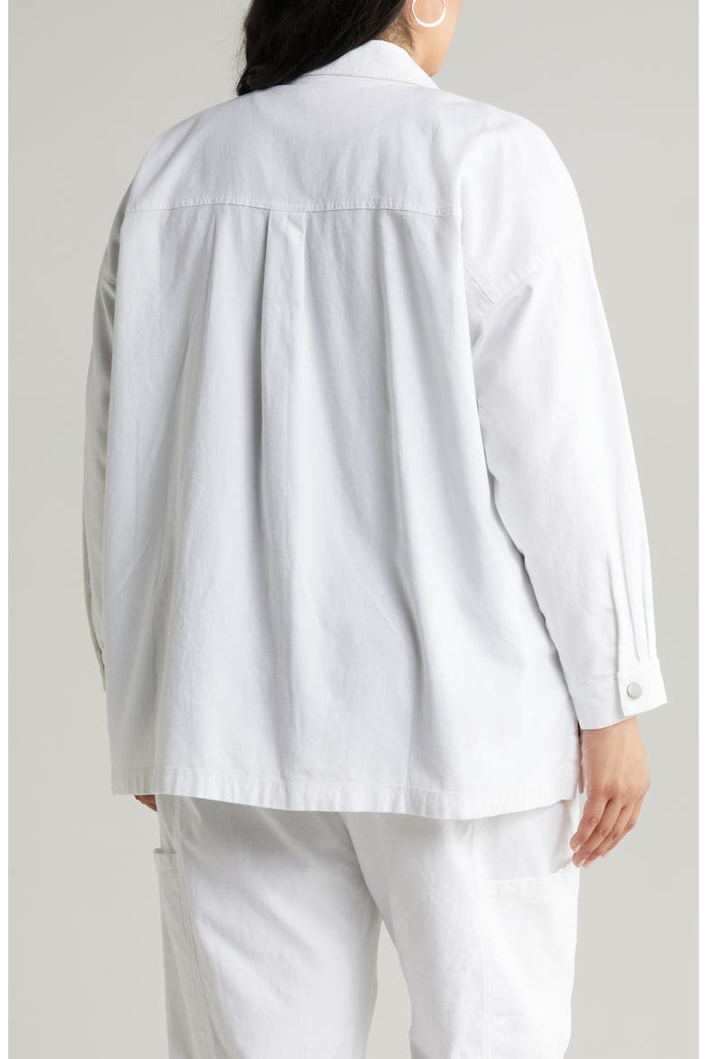 Boxy Stretch Organic Cotton & Hemp Shirt Jacket, Alternate, color, WHITE