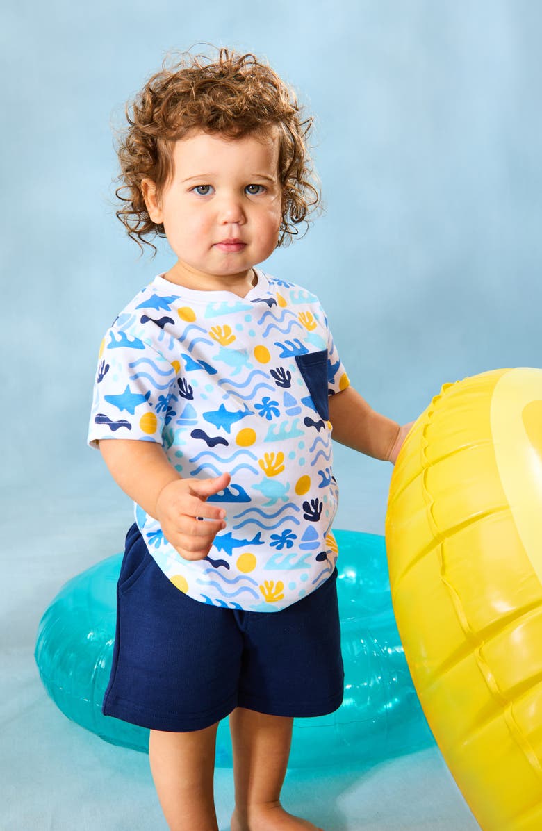 JOJO MAMAN BEBE Sea Ocean T-Shirt & Shorts Set, Alternate, color, Navy