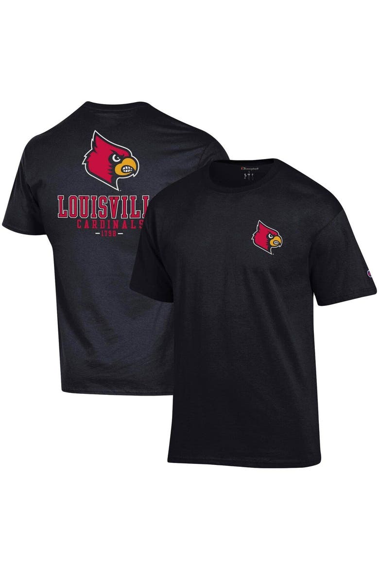Men's Champion Black Louisville Cardinals Stack 2-Hit T-Shirt, Main, color, Black