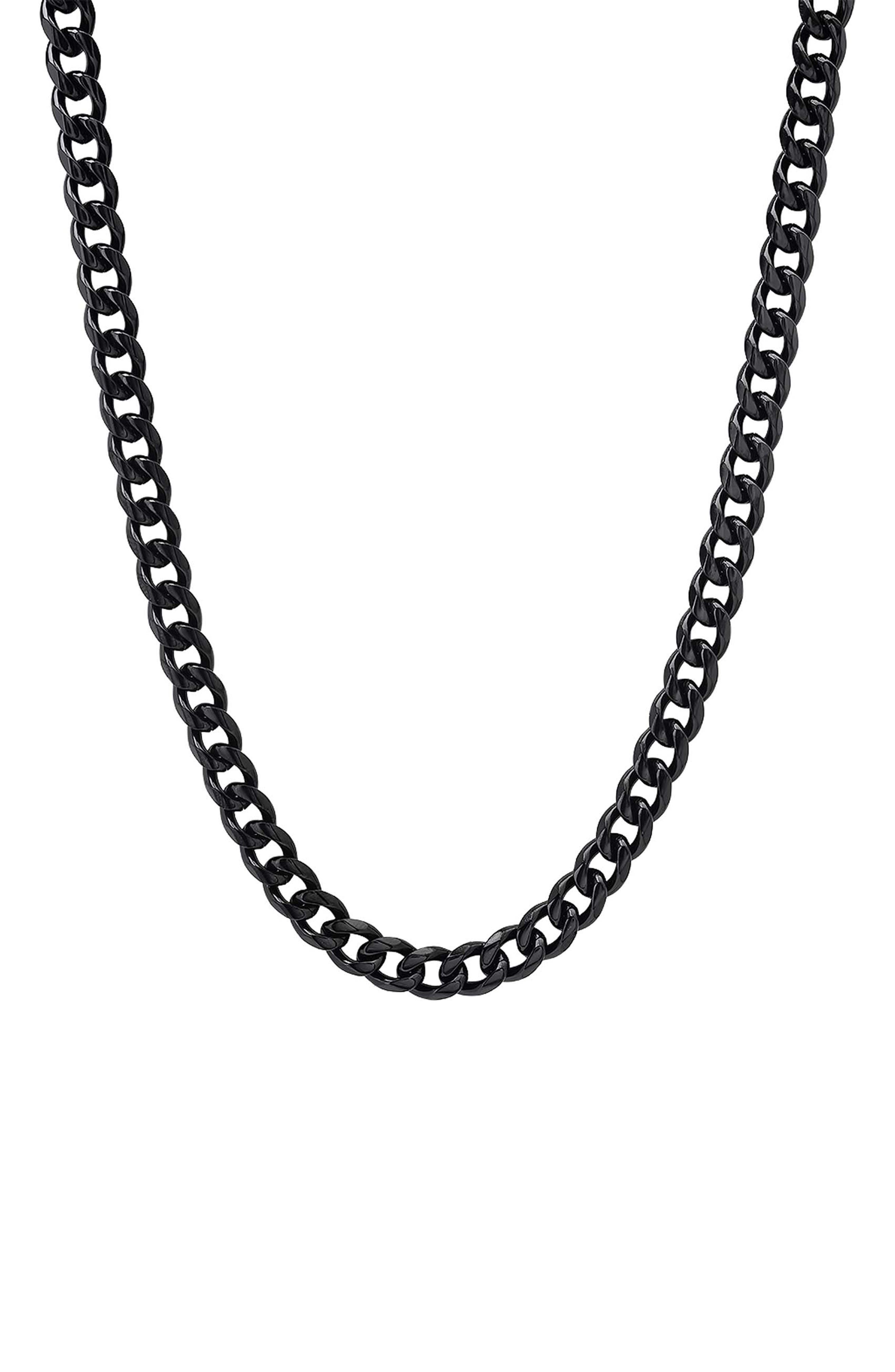 Men's Black Ion-Plated Stainless Steel Chain Necklace