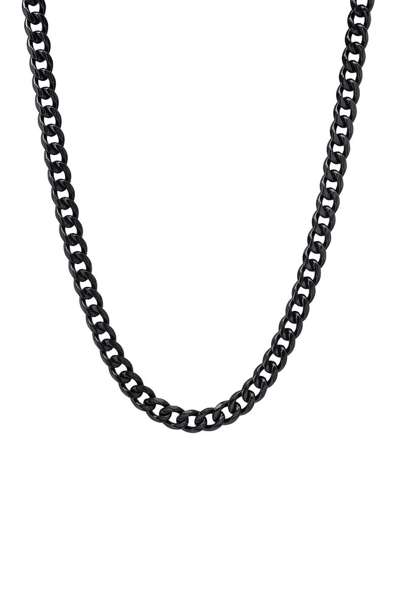 Men's Black Ion-Plated Stainless Steel Chain Necklace, Main, color, BLACK