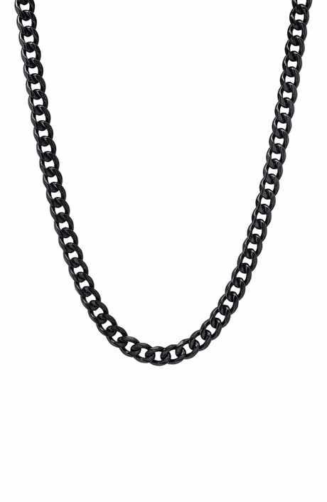 Men's Black Ion-Plated Stainless Steel Chain Necklace