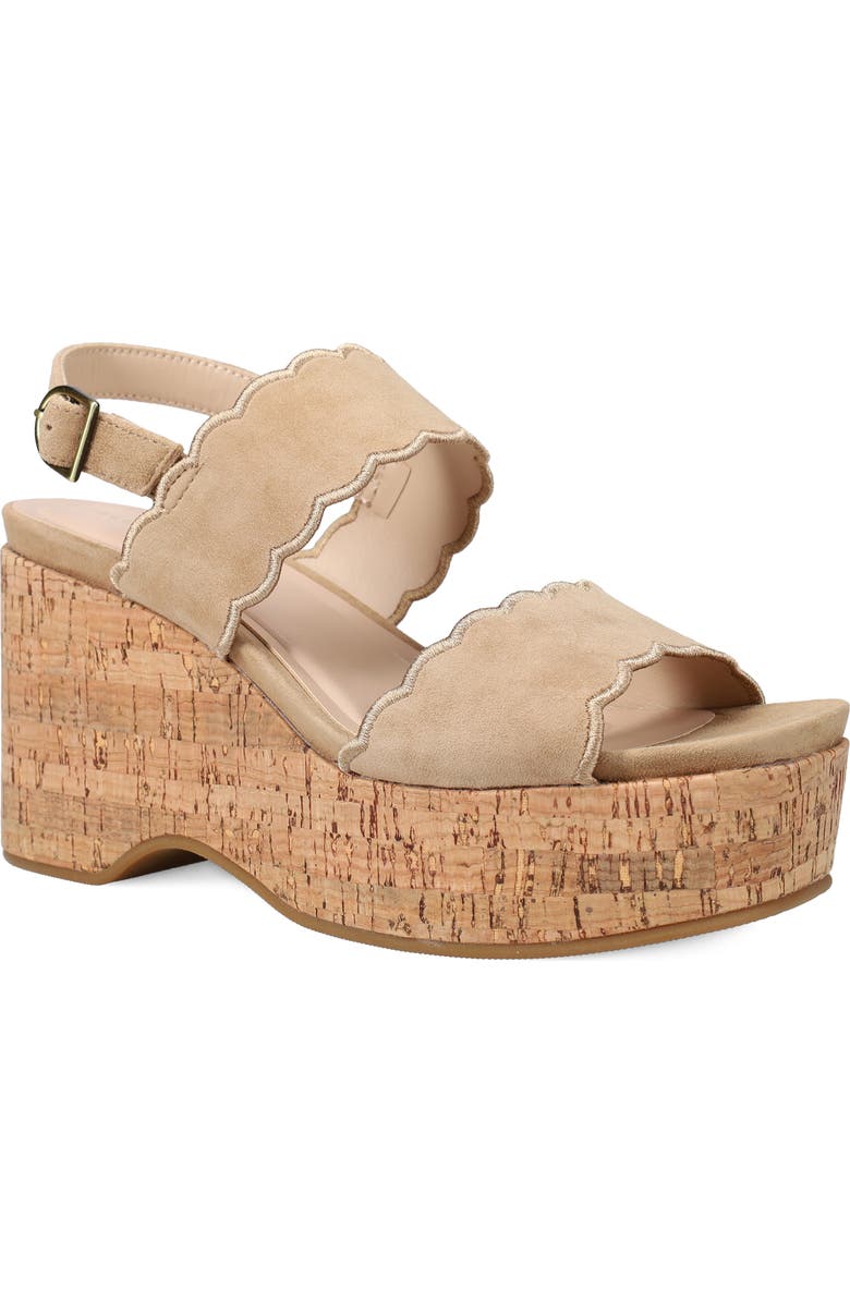 Pelle Moda Cicel Slingback Platform Wedge Sandal, Main, color, Fawn