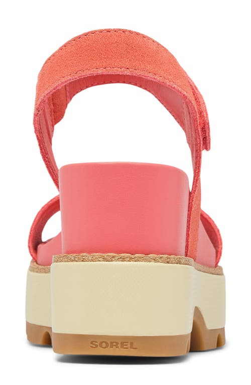 Sorel Joanie Iv Y Strap Wedge Sandal In Coral Blossom/gum