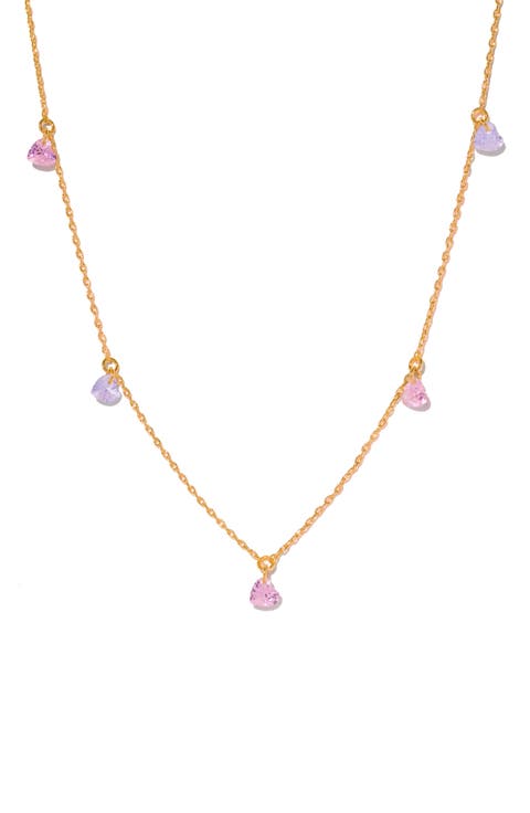 Love Notes Cubic Zirconia Heart Station Necklace