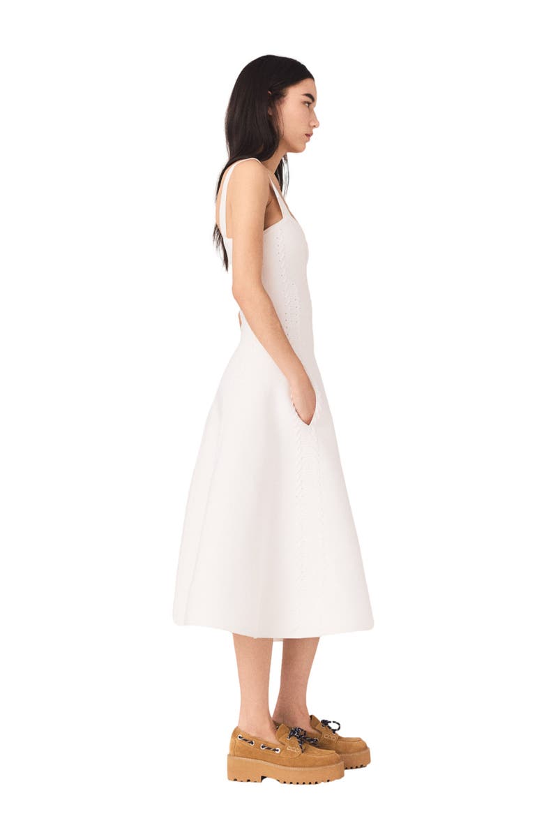 maje Knit midi dress, Alternate, color, White