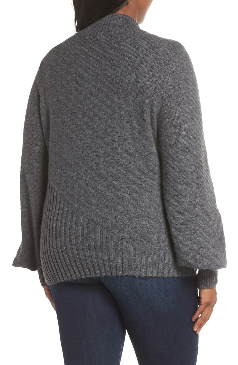 Vince Camuto Mix Cable Balloon Sleeve Cotton Blend Sweater, Alternate, color, 