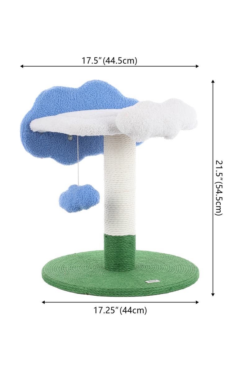 The Licker Store Sami 21.5" Modern Jute Cloud Cat Tree with Scratching Post, Alternate, color, White/Blue/Green