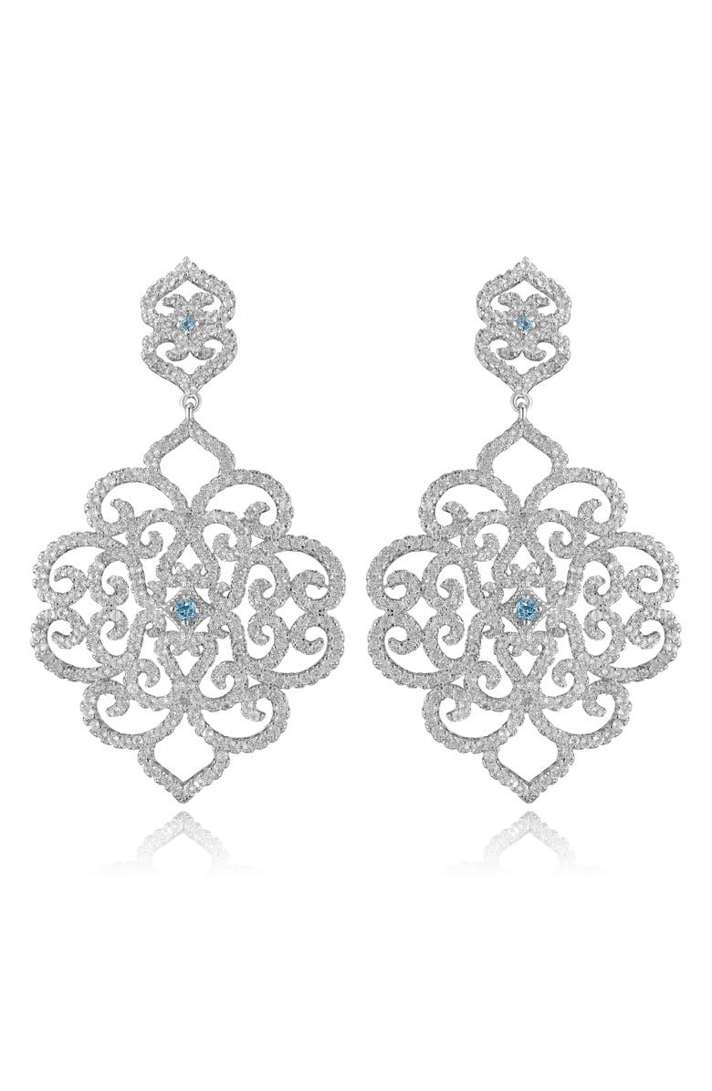 House of Frosted Topaz Drop Earrings, Main, color, Silver